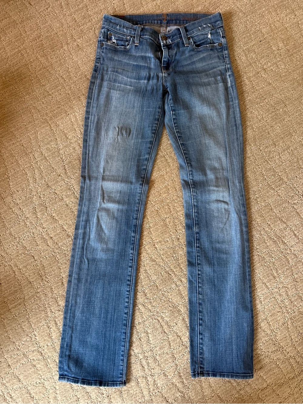 7 Seven Classic Women's Straight-Leg Jeans in Washed Blue